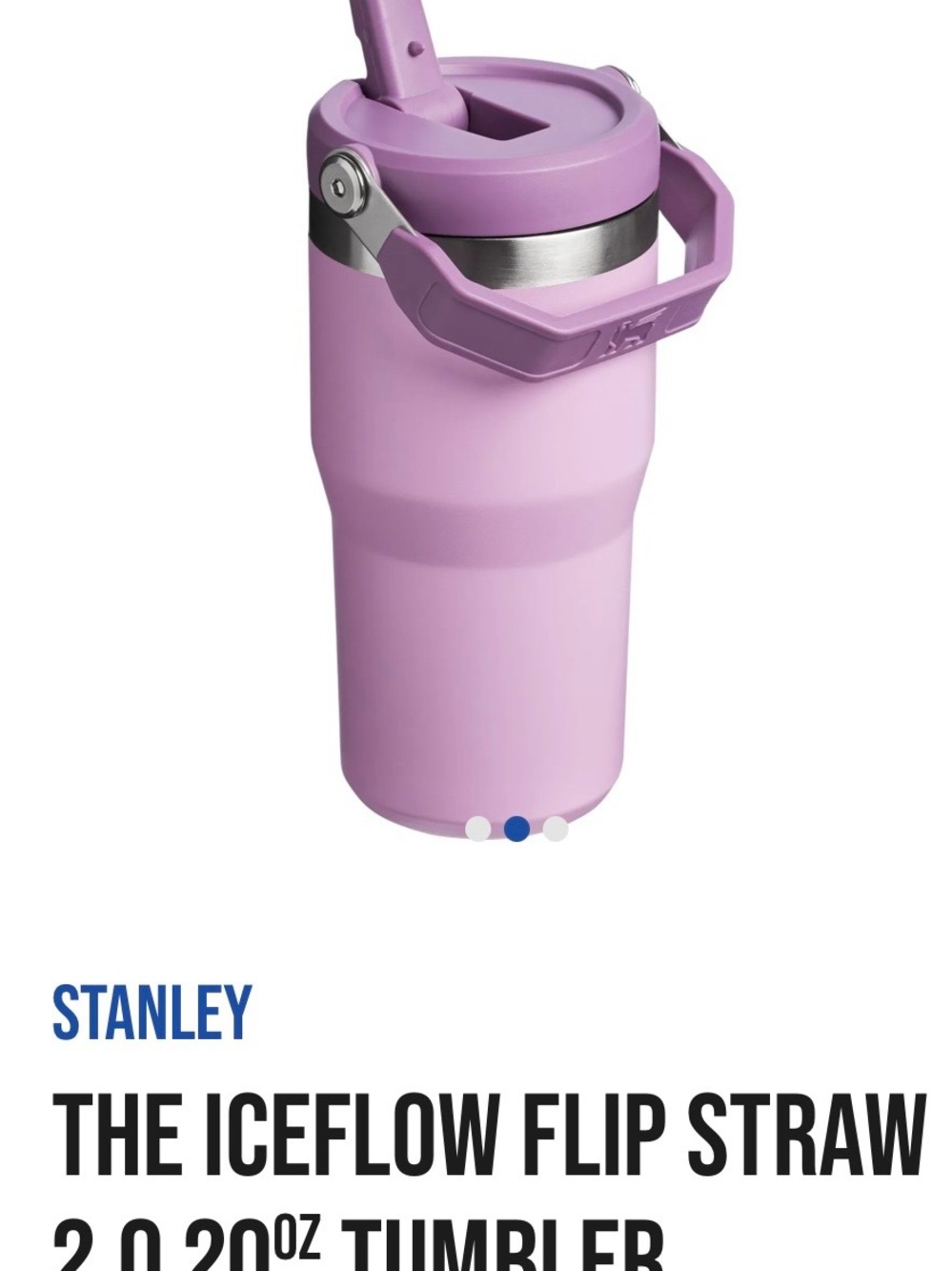 Stanley Iceflow Flip Straw Tumbler - Lavender Pink 20oz NWT - Picture 2 of 15